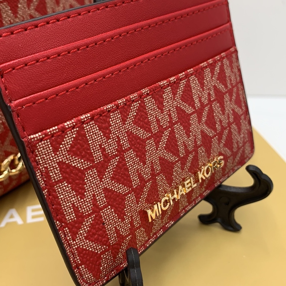MICHAEL KORS GIFTABLE SHOULDER BAG & CARD HOLDER BOXED SET CHILI PALE GOLD GLITT - Picture 15 of 16